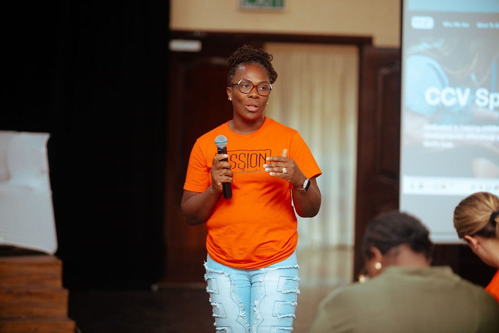 Dr. Angela Bazemore Quaye speaking at an event
